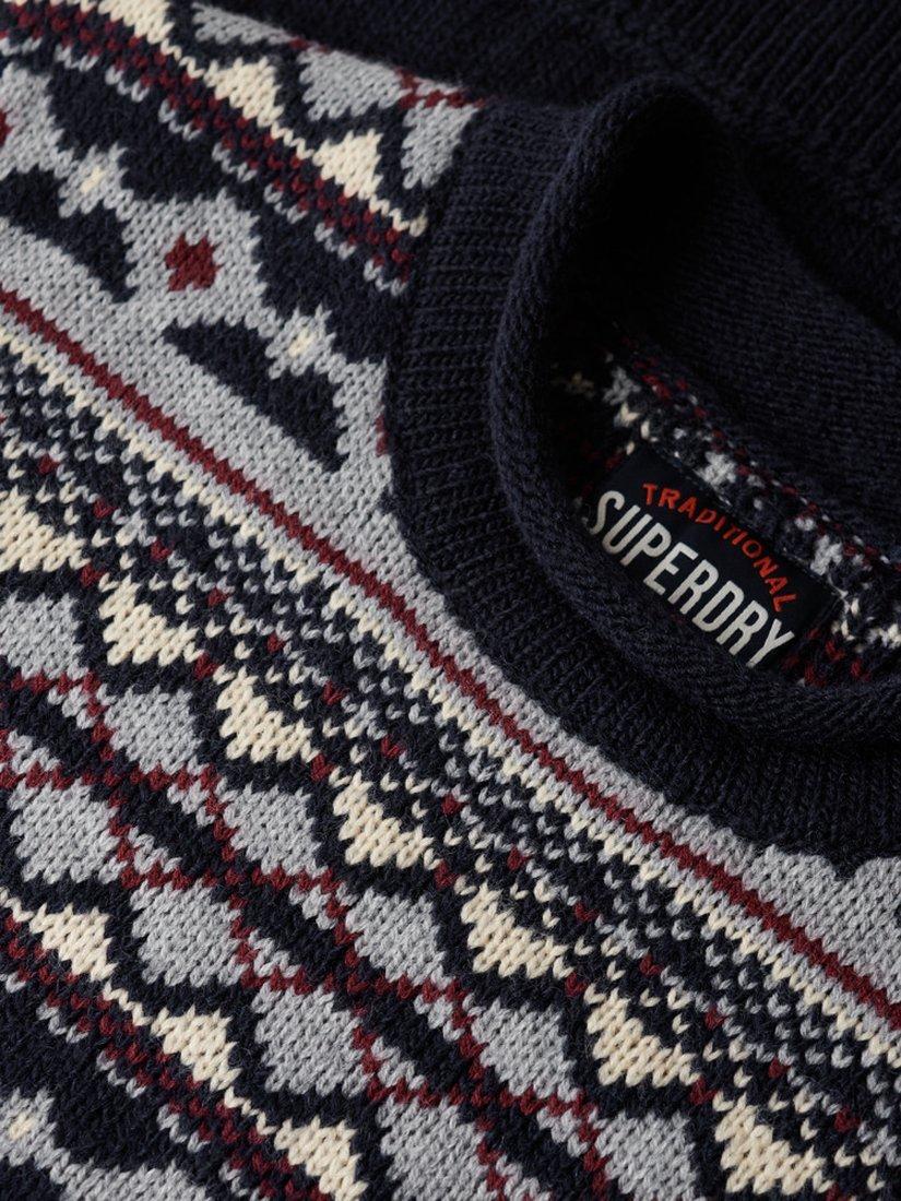 Product image 5 of 5, which shows Superdry Fairisle Roll Neck Jumper, Navy/Multi, S