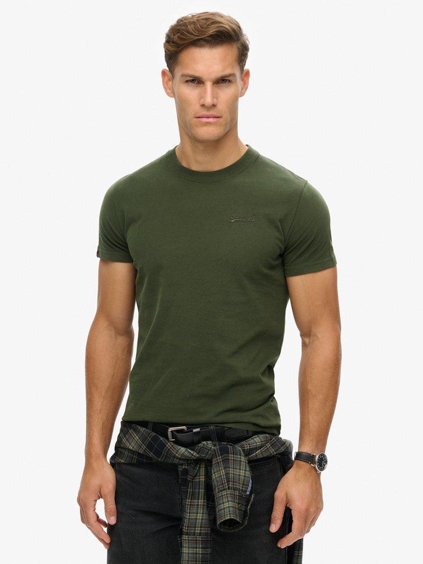 Product image 1 of 4, which shows Superdry Essential Logo Embroidered T-Shirt, Duffel Bag Green, S