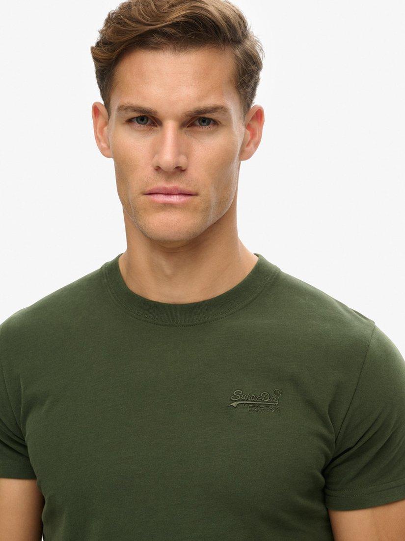 Product image 4 of 4, which shows Superdry Essential Logo Embroidered T-Shirt, Duffel Bag Green, S