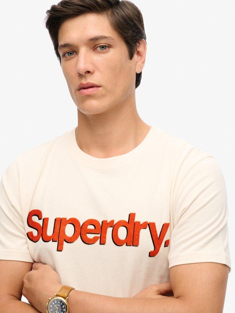 Product image 2 of 5, which shows Superdry Classic Core Logo Shadow T-Shirt, Oatmeal Beige, S