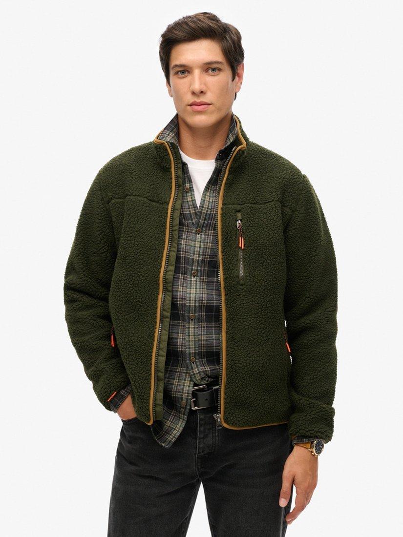 Product image 1 of 5, which shows Superdry Fleece Jacket, Olive Green, S