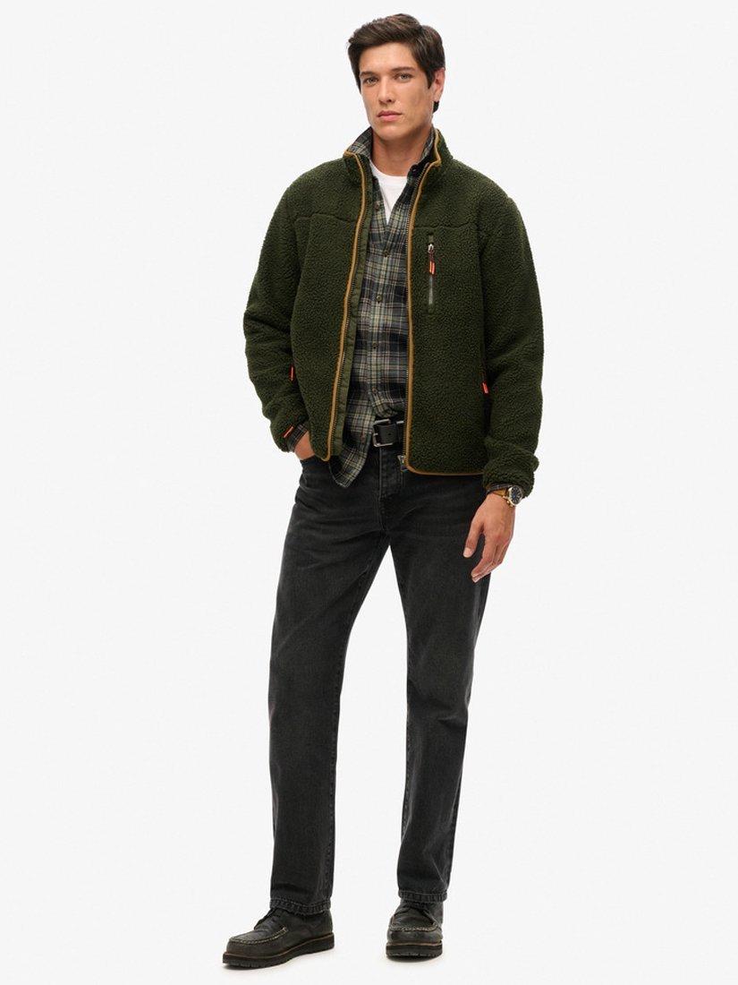 Product image 3 of 5, which shows Superdry Fleece Jacket, Olive Green, S