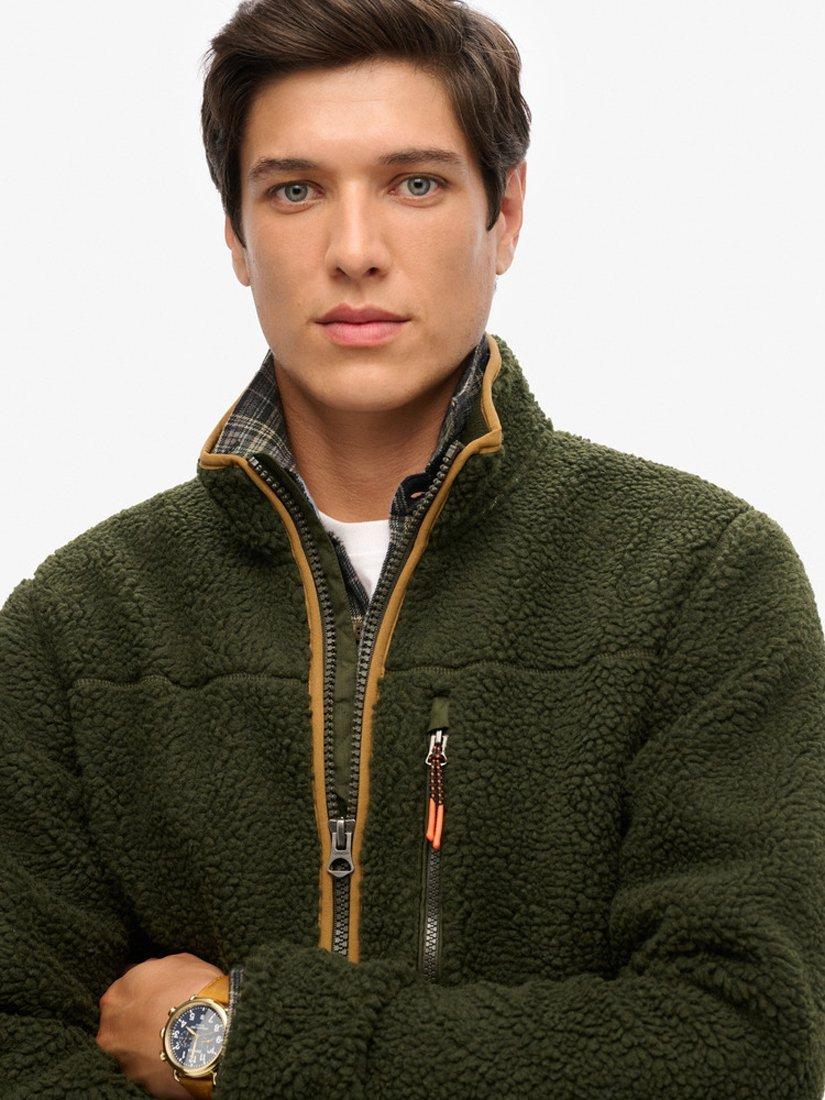 Product image 4 of 5, which shows Superdry Fleece Jacket, Olive Green, S