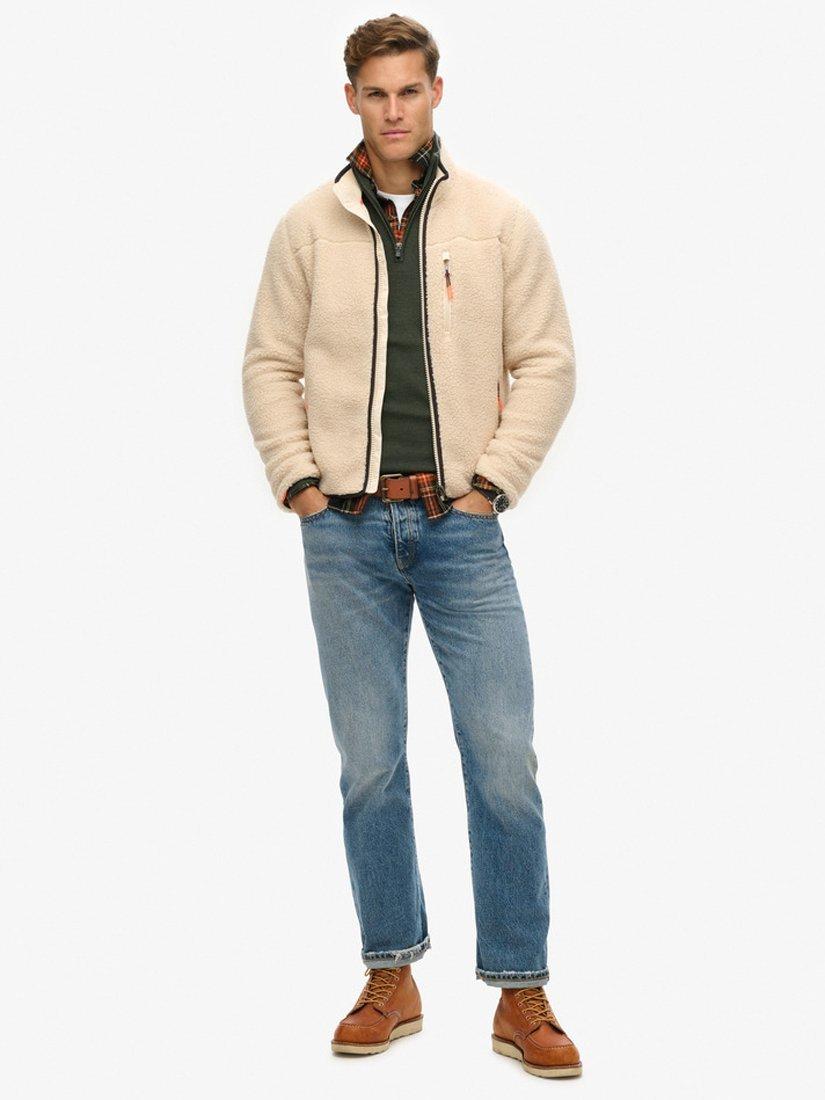 Product image 4 of 6, which shows Superdry Outdoor Full Zip Fleece Top, Oatmeal Beige, S