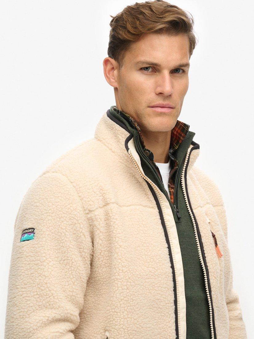 Product image 6 of 6, which shows Superdry Outdoor Full Zip Fleece Top, Oatmeal Beige, S