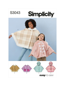 Simplicity Children's and Girls' Ponchos Sewing Pattern, S3043, Multi