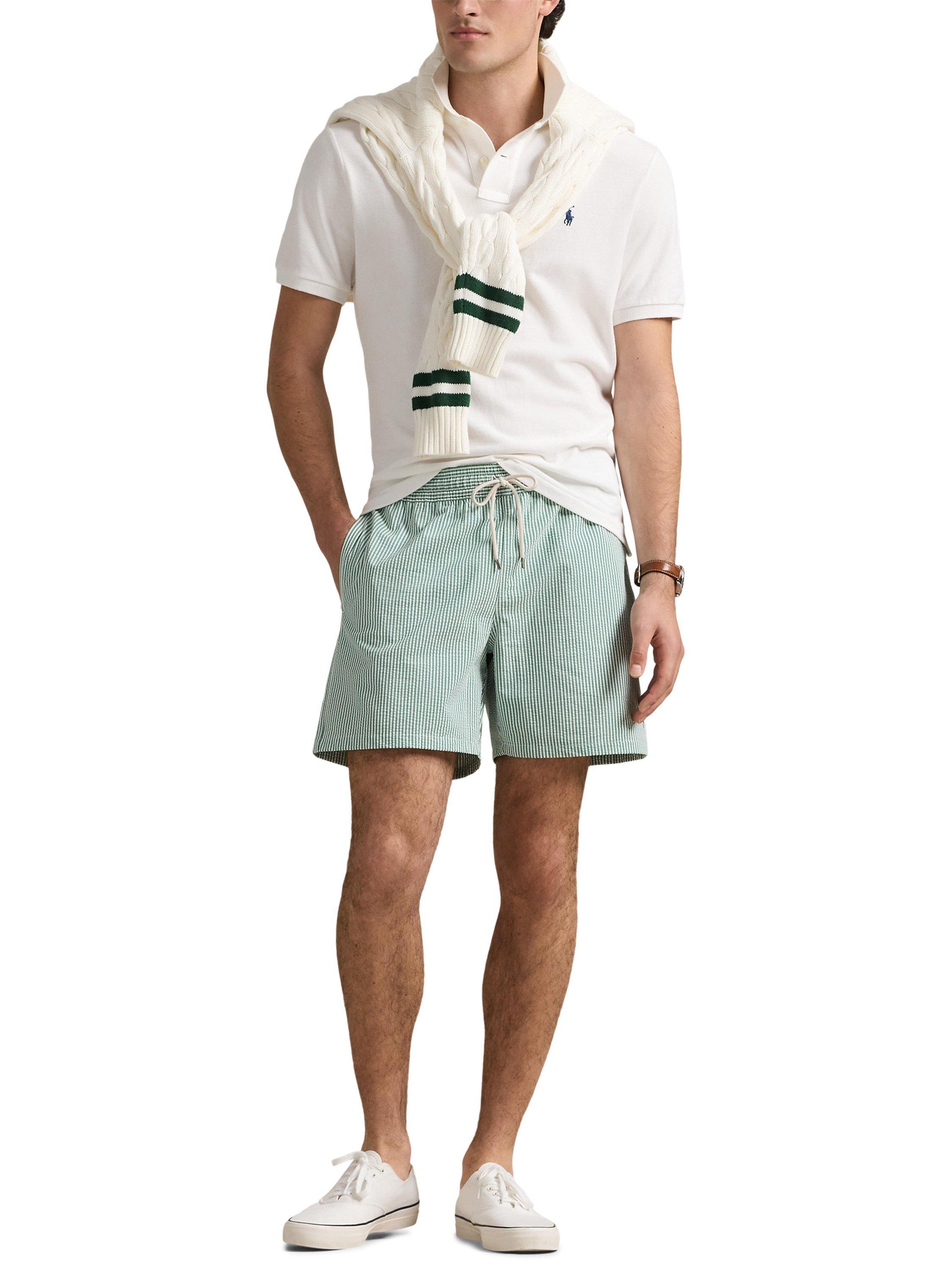 Product image 3 of 4, which shows Polo Ralph Lauren Traveller Seersucker Swim Shorts, Green, S