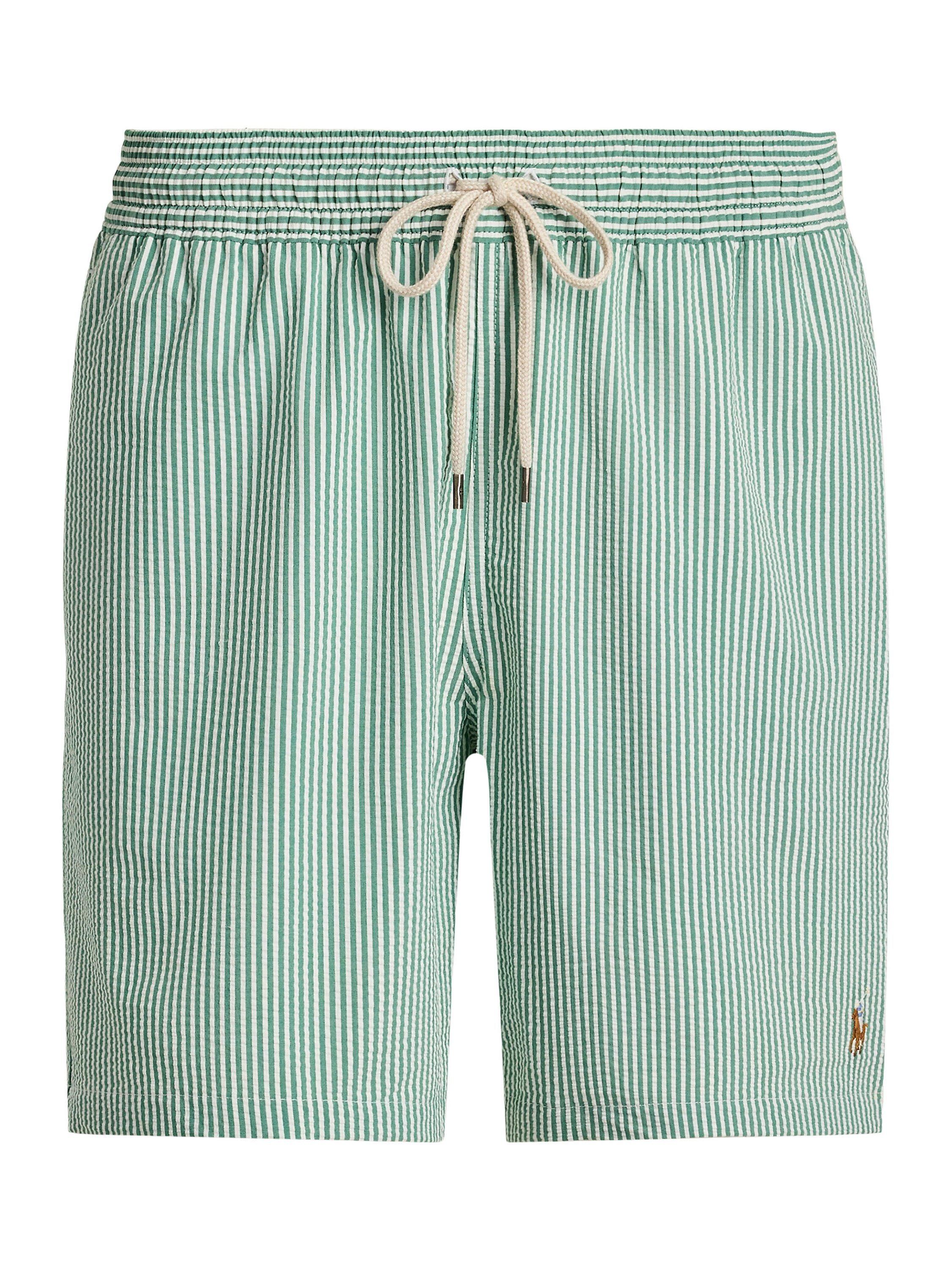 Product image 4 of 4, which shows Polo Ralph Lauren Traveller Seersucker Swim Shorts, Green, S