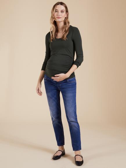 Isabella Oliver Essentials Scoop Neck Maternity Top, Deep Khaki - view 2, Deep Khaki