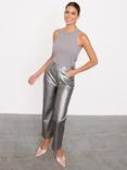 Never Fully Dressed Faux Leather Trousers, Gunmetal