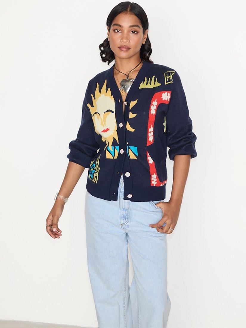 Product image 2 of 7, which shows Never Fully Dressed Sundazed Cardigan, Navy, S