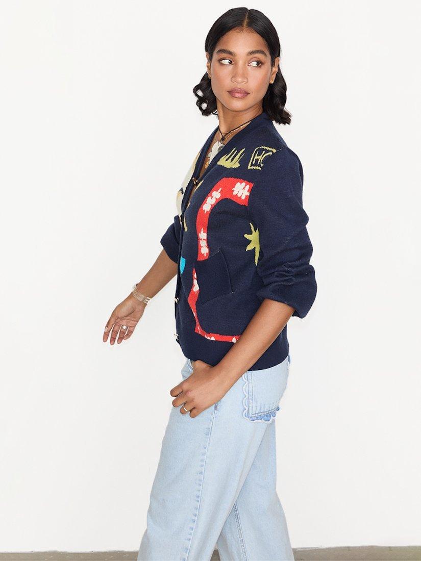 Product image 3 of 7, which shows Never Fully Dressed Sundazed Cardigan, Navy, S