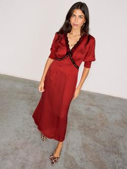 Never Fully Dressed May Lace Trim Dress, Red, Red