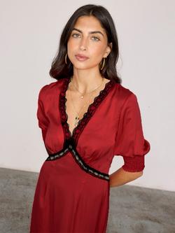 Never Fully Dressed May Lace Trim Dress, Red - view 2, Red