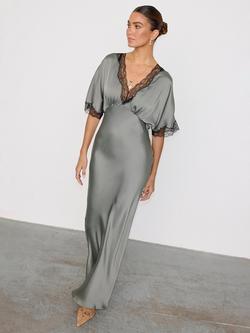 Never Fully Dressed Clare Lace Trim Dress, Charcoal, Charcoal