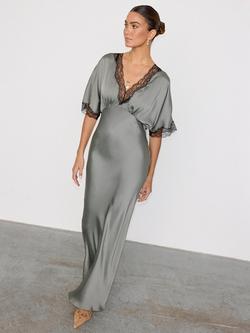 Never Fully Dressed Clare Lace Trim Dress, Charcoal - view 2, Charcoal