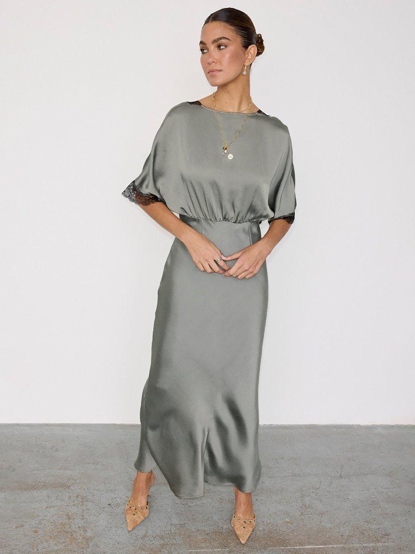 Product image 5 of 8, which shows Never Fully Dressed Clare Lace Trim Dress, Charcoal, 6