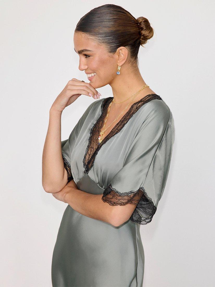 Product image 6 of 8, which shows Never Fully Dressed Clare Lace Trim Dress, Charcoal, 6