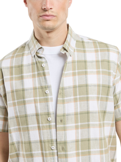 Armor Lux Linen Blend Regular Fit Check Shirt, Cream/Multi, Cream/Multi
