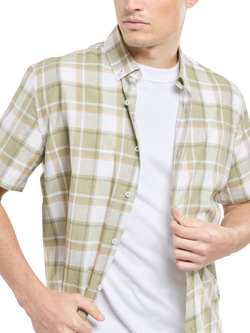Armor Lux Linen Blend Regular Fit Check Shirt, Cream/Multi - view 2, Cream/Multi