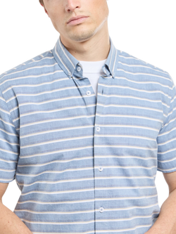 Armor Lux Linen Blend Regular Fit Stripe Shirt - view 2, Blue/Multi