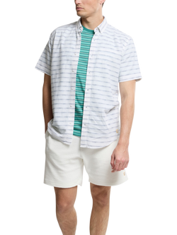 Armor Lux Linen Blend Regular Fit Stripe Shirt, Milk/Navy, Milk/Navy