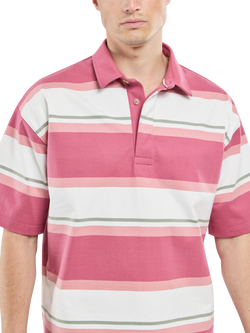 Armor Lux Cotton Oversized Fit Short Sleeve Polo Shirt, Malaga Bubble/Multi