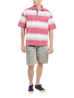 Armor Lux Cotton Oversized Fit Short Sleeve Polo Shirt - view 2, Malaga Bubble/Multi