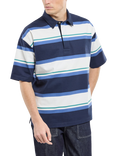 Armor Lux Cotton Oversized Fit Short Sleeve Polo Shirt, Navy Obscure/Multi