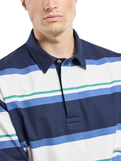 Armor Lux Cotton Oversized Fit Short Sleeve Polo Shirt - view 2, Navy Obscure/Multi