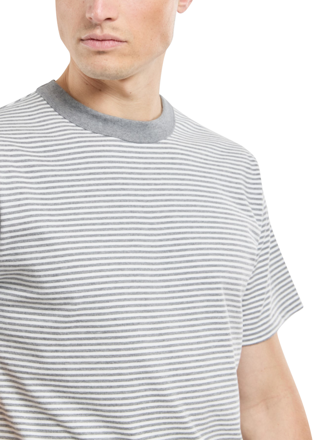 Product image 1 of 4, which shows Armor Lux Crew Neck T-Shirt, Misty Grey/Milk, L