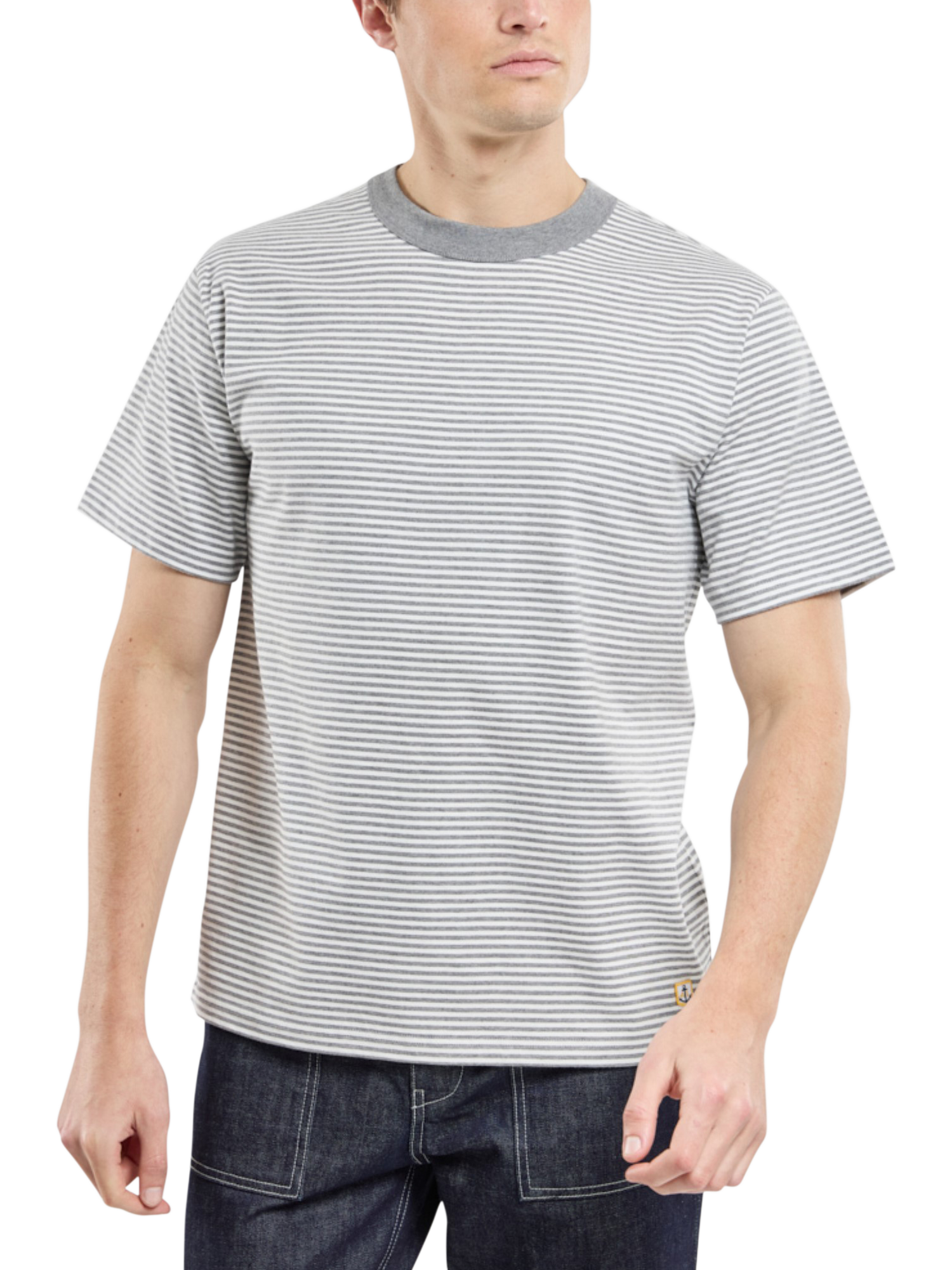 Product image 2 of 4, which shows Armor Lux Crew Neck T-Shirt, Misty Grey/Milk, L