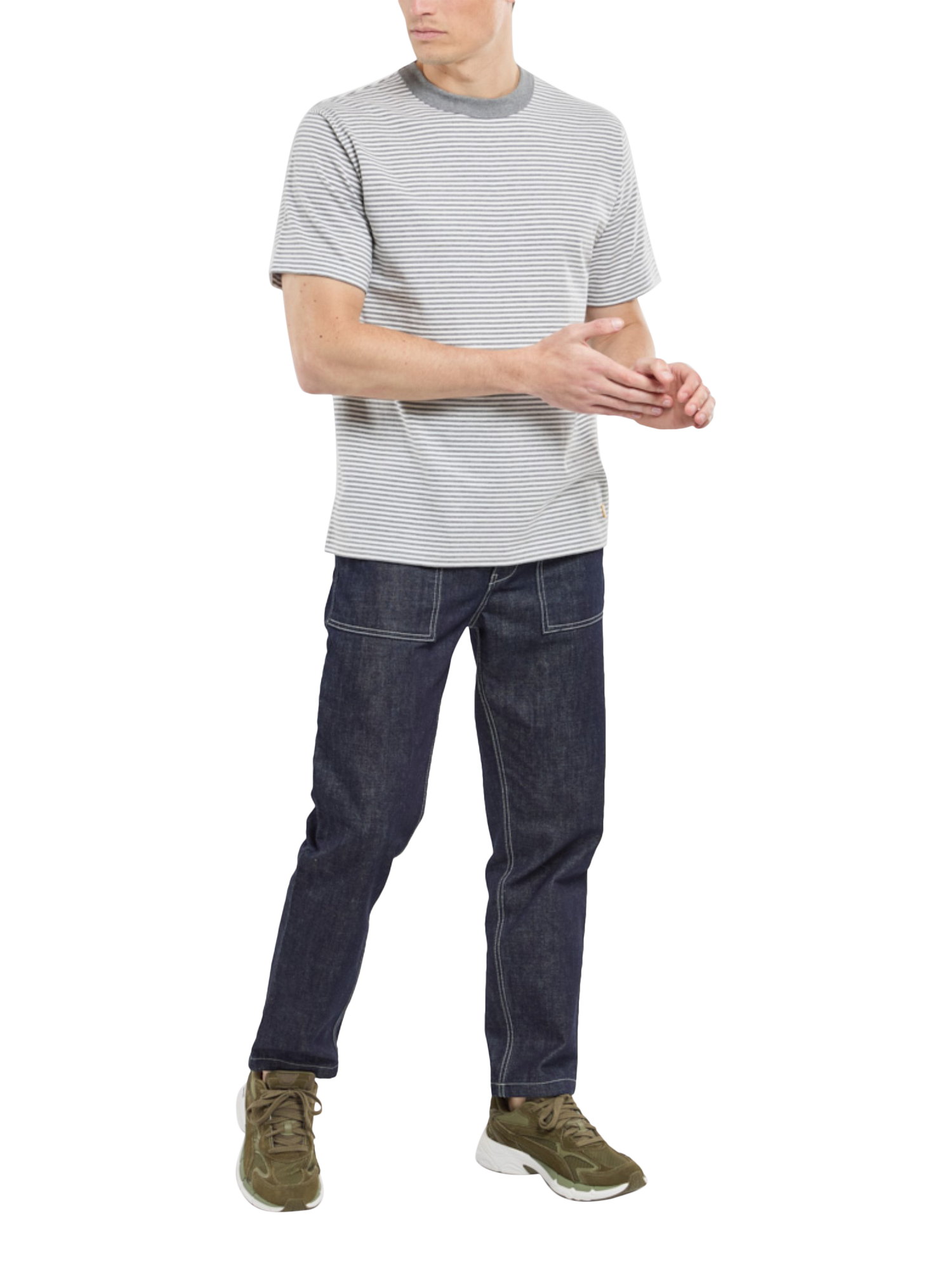 Product image 4 of 4, which shows Armor Lux Crew Neck T-Shirt, Misty Grey/Milk, L