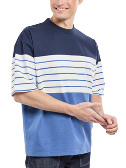Armor Lux Cotton Regular Fit Elbow length Stripe T-Shirt, Obscur Milk, Obscur Milk