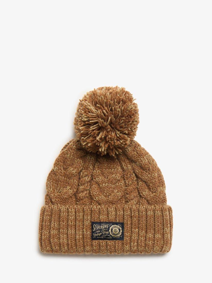 Superdry Chunky Cable Knit Beanie Island Toffee Twist One Size