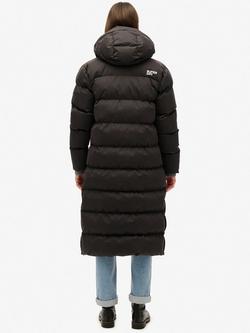 Superdry Microfibre Longline Puffer Jacket, Black - view 2, Black