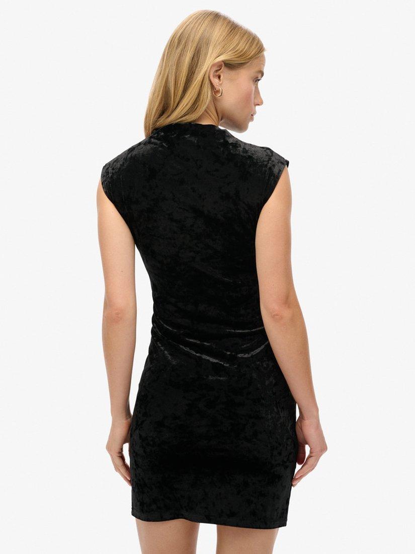 Product image 2 of 6, which shows Superdry Velvet Bodycon Dress, Polignac Pink, Black, 8