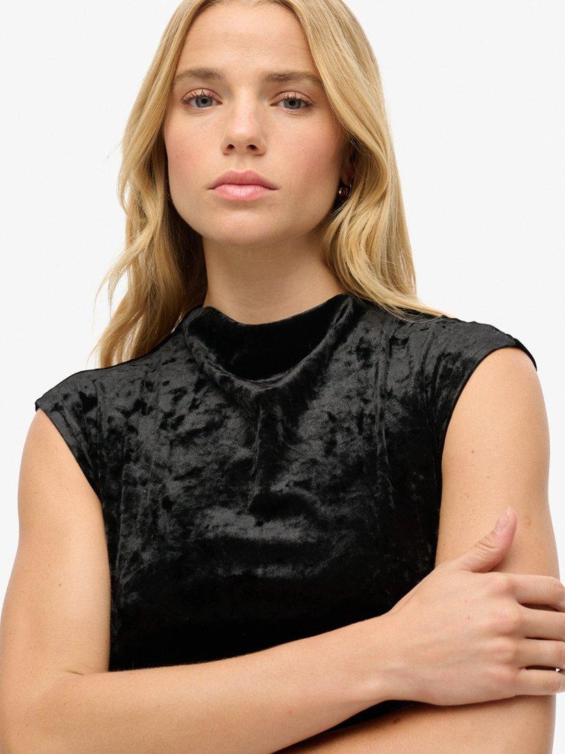 Product image 4 of 6, which shows Superdry Velvet Bodycon Dress, Polignac Pink, Black, 8