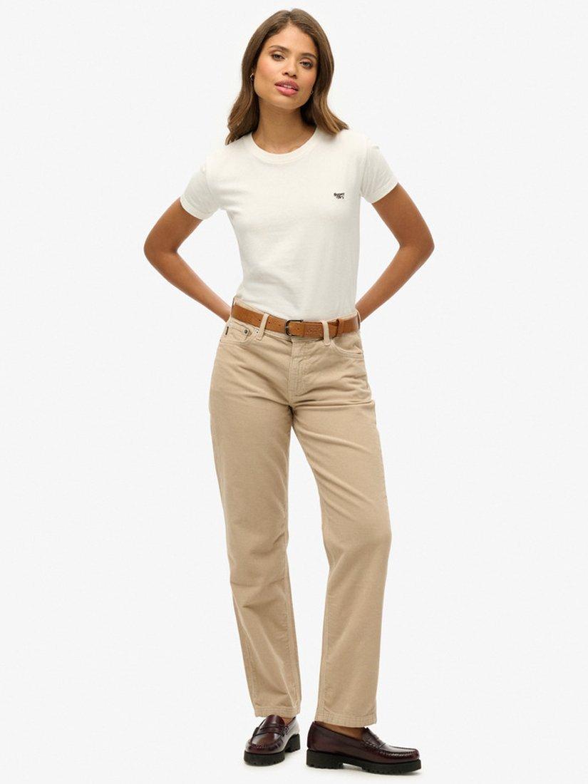 Superdry Mid Rise Straight Leg Corduroy Jeans, Peyote Beige