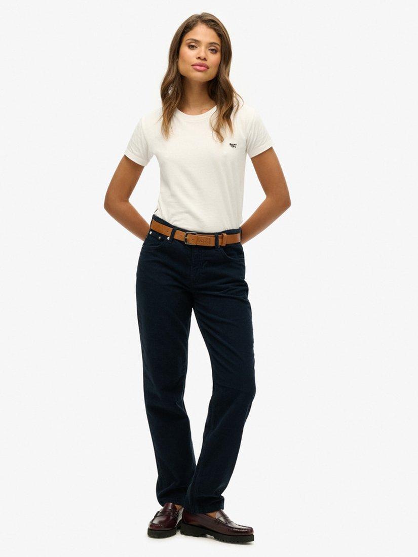 Product image 1 of 7, which shows Superdry Mid Rise Straight Leg Corduroy Jeans, Navy, W26/L30