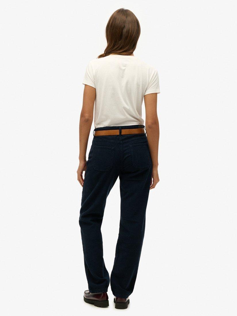 Product image 2 of 7, which shows Superdry Mid Rise Straight Leg Corduroy Jeans, Navy, W26/L30