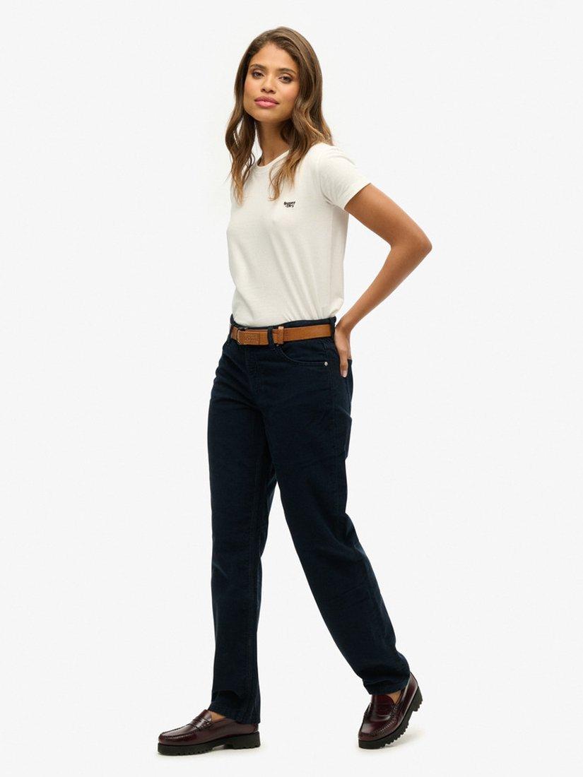 Product image 3 of 7, which shows Superdry Mid Rise Straight Leg Corduroy Jeans, Navy, W26/L30