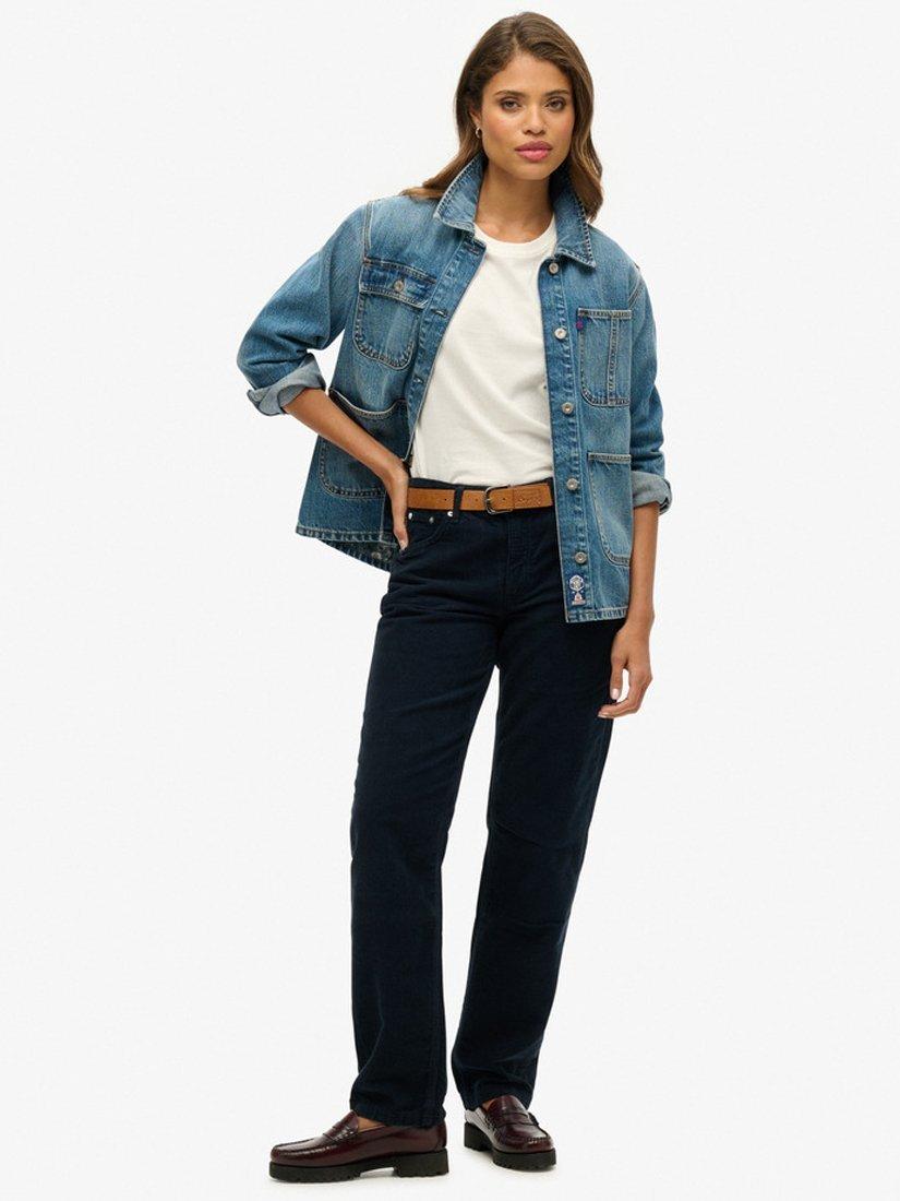 Product image 7 of 7, which shows Superdry Mid Rise Straight Leg Corduroy Jeans, Navy, W26/L30
