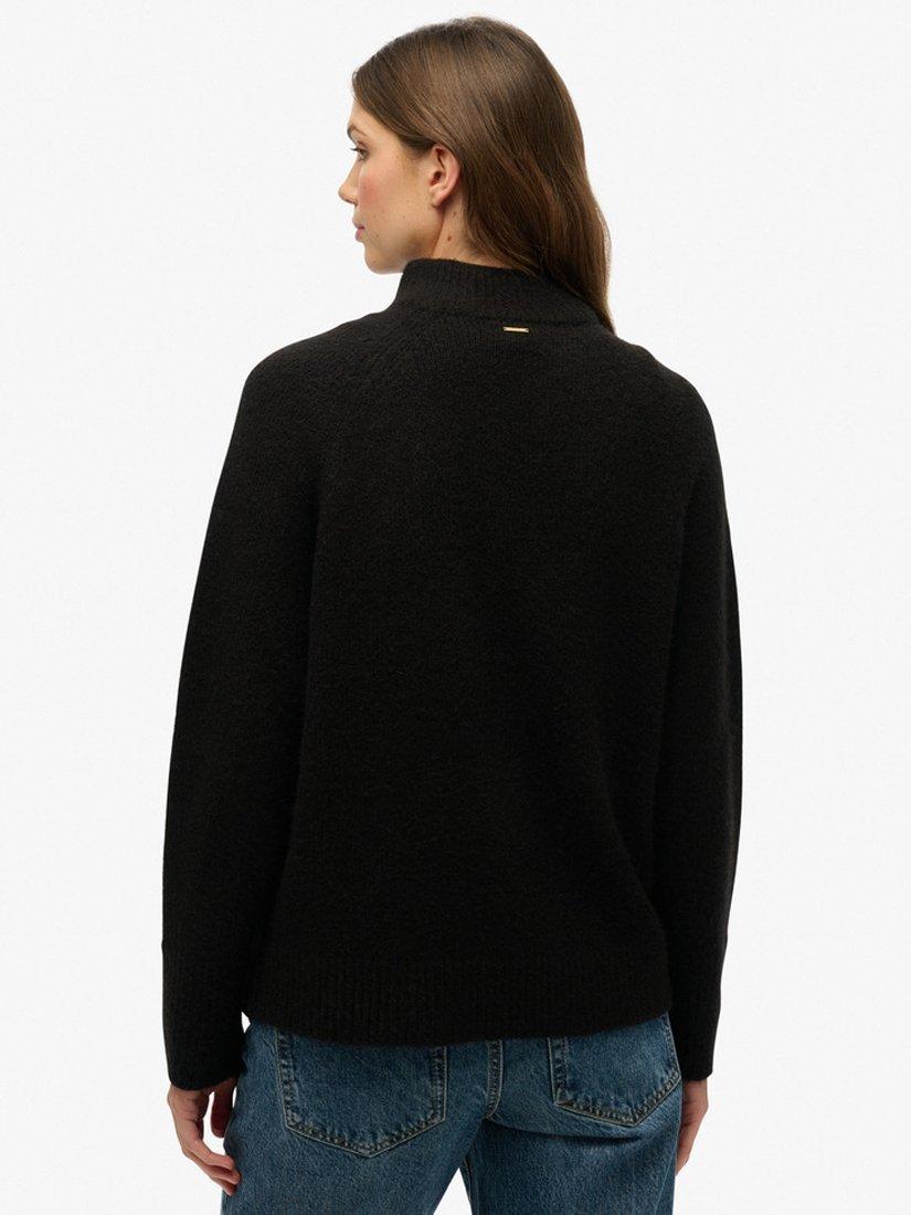 Product image 2 of 5, which shows Superdry Brushed 1/2 Zip Jumper, Black, 8