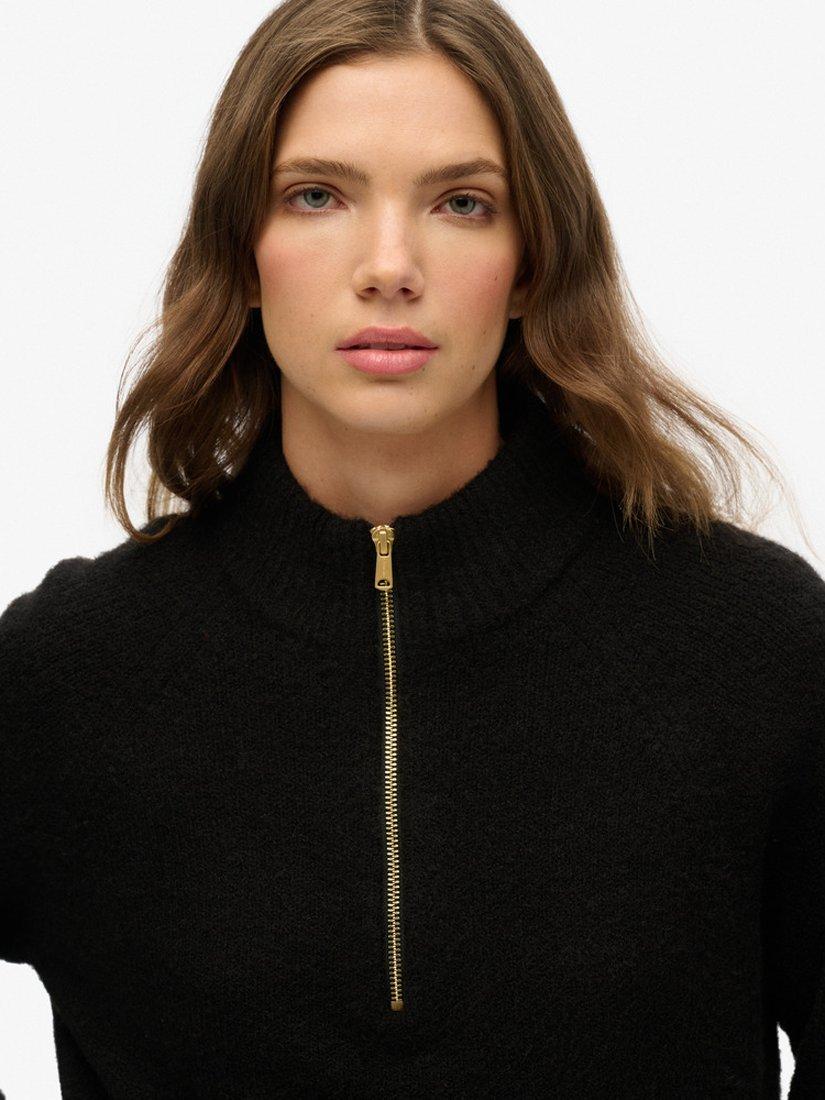 Product image 4 of 5, which shows Superdry Brushed 1/2 Zip Jumper, Black, 8