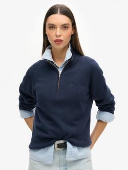Superdry Classic Cotton Knit Half Zip Jumper, Eclipse Navy