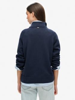 Superdry Classic Cotton Knit Half Zip Jumper - view 2, Eclipse Navy