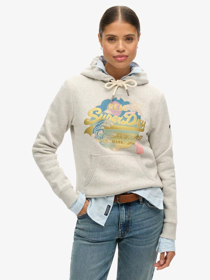 Superdry Vintage Logo Itago Hoodie, Glacier Grey Marl