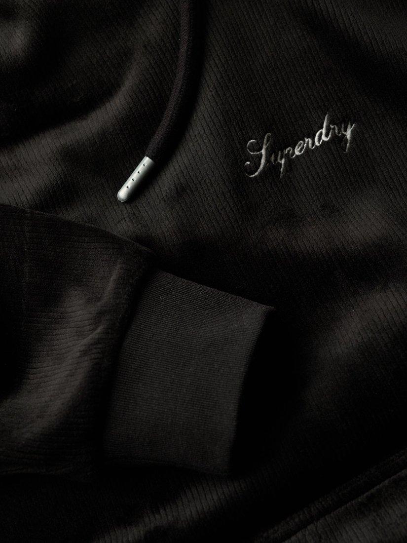 Product image 5 of 5, which shows Superdry Country Club Velour Loose Hoodie, Black, 8