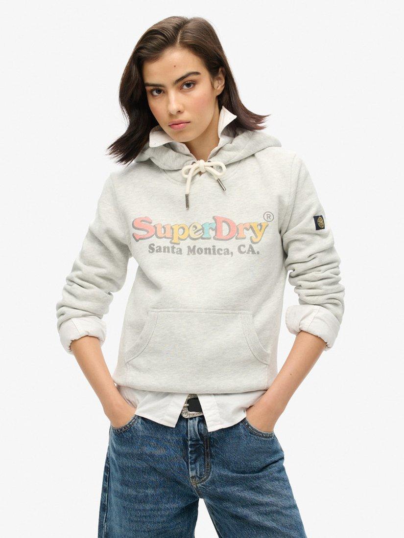 Superdry Rainbow Logo Hoodie Glacier Grey Marl